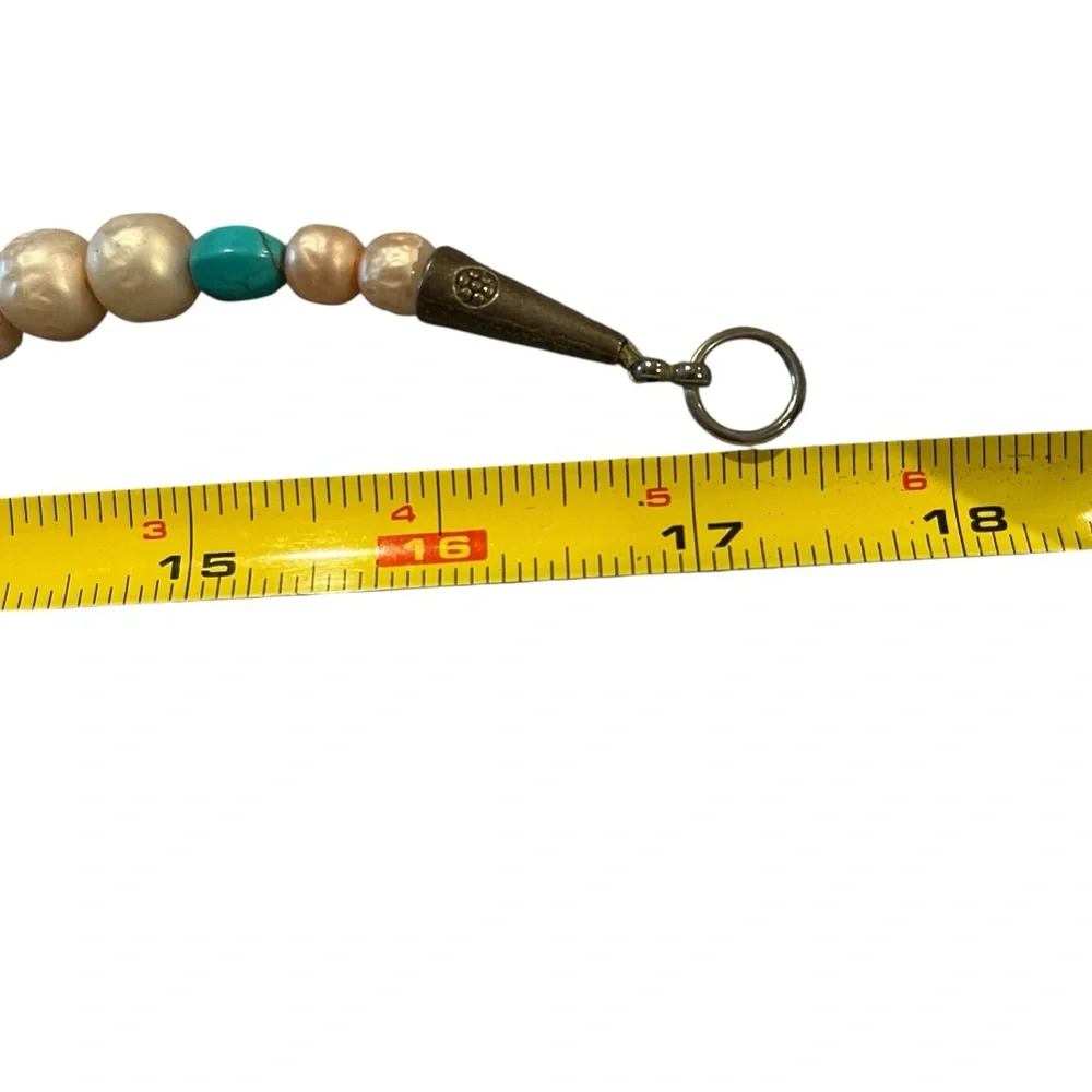 Turquoise Howlite Robin’s Egg Beads And Pearl Choker Necklace‎ Western Bling